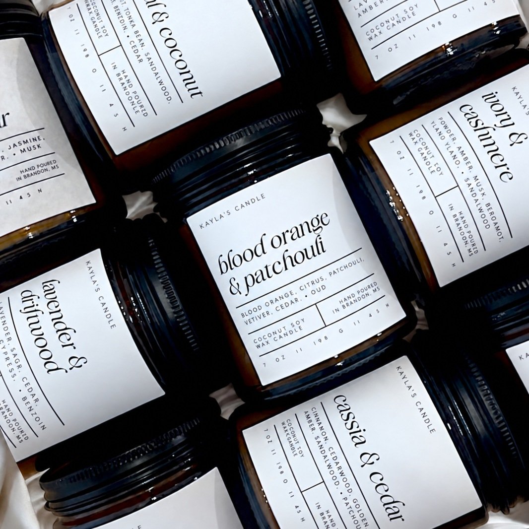 A selection of KAYLA'S CANDLE fragrances